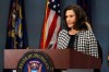 In this photo, provided by the Michigan Office of the Governor, Michigan Gov. Gretchen Whitmer addresses the state in Lansing, Mich., Monday, April 20, 2020. (Michigan Office of the Governor via AP, Pool)