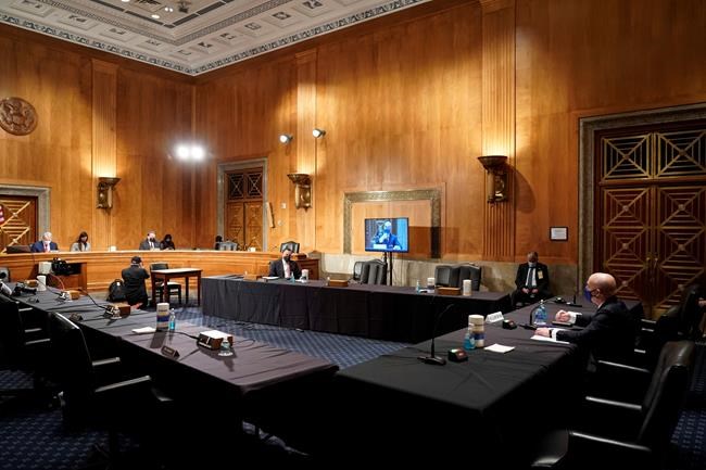 Homeland Security Secretary nominee Alejandro Mayorkas testifies during his confirmation hearing in the Senate Homeland Security and Governmental Affairs Committee on Tuesday, Jan. 19, 2021, on Capitol Hill in Washington. (Joshua Roberts/Pool via AP)