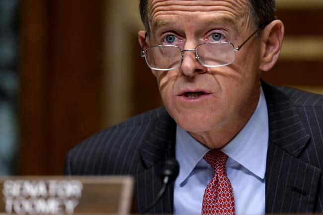 Sen. Pat Toomey, R-Pa., speaks during a Congressional Oversight Commission hearing on Capitol Hill in Washington, Thursday Dec. 10, 2020 (Alex Wong/Pool via AP)