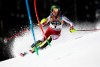 Austria's Katharina Liensberger competes during a women's slalom, at the alpine ski World Championships in Cortina d'Ampezzo, Italy, Saturday, Feb. 20, 2021. (AP Photo/Gabriele Facciotti)
