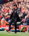Liverpool's manager Jurgen Klopp reacts after Bournemouth's Callum Wilson scored his side's opening goal during the English Premier League soccer match between Liverpool and Bournemouth at Anfield stadium in Liverpool, England, Saturday, March 7, 2020. (AP Photo/Jon Super)