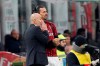 AC Milan's manager Stefano Pioli gives instructions to his player Zlatan Ibrahimovic during an Italian Cup quarter finals soccer match between AC Milan and Torino at the San Siro stadium, in Milan, Italy, Tuesday, Jan. 28, 2020. (AP Photo/Antonio Calanni)