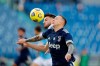 Juventus' Federico Bernardeschi, right, challenges for the ball with Lazio's Wesley Hoedt during the Serie A soccer match between Lazio and Juventus at the Olympic stadium in Rome, Sunday, Nov. 8, 2020. (AP Photo/Andrew Medichini)