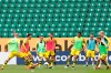 Dortmund players kick a ball during warmup before the German Bundesliga soccer match between VfL Wolfsburg and Borussia Dortmund in Wolfsburg, Germany, Saturday, May 23, 2020. The German Bundesliga is the world's first major soccer league to resume after a two-month suspension because of the coronavirus pandemic. (AP Photo/Michael Sohn, Pool)