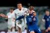 Chelsea's Timo Werner vies for the ball with Real Madrid's Eder Militao, left, during the Champions League semifinal first leg soccer match between Real Madrid and Chelsea at the Alfredo di Stefano stadium in Madrid, Spain, Tuesday, April 27, 2021. (AP Photo/Bernat Armangue)