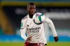 Arsenal's Nicolas Pepe runs with the ball during the English League Cup 3rd round soccer match between Leicester City and Arsenal at the King Power Stadium in Leicester, England, Wednesday, Sept. 23, 2020. (Tim Keeton/Pool via AP)