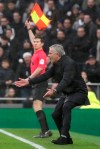 Tottenham's manager Jose Mourinho gestures during the English Premier League soccer match between Tottenham Hotspur and Brighton & Hove Albion at the Tottenham Hotspur Stadium in London, England, Thursday, Dec. 26, 2019. (AP Photo/Petros Karadjias)
