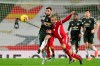 Liverpool's Thiago vies for the ball with Manchester United's Bruno Fernandes, left, during the English Premier League soccer match between Liverpool and Manchester United at Anfield Stadium, Liverpool, England, Sunday, Jan. 17, 2021. (Michael Regan/Pool via AP)