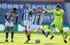 West Bromwich Albion's Okay Yokuslu, centre, vies for the ball with Newcastle's Joe Willock, right, during the English Premier League soccer match between West Bromwich Albion and Newcastle United at the Hawthorns in Birmingham, England, Sunday, March 7, 2021. (Gareth Copley/ Pool via AP)