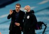 West Bromwich Albion's manager Slaven Bilic speaks to the 4th official during their English Premier League soccer match between Manchester City and West Bromwich Albion at the Etihad Stadium in Manchester, England, Tuesday, Dec., 15, 2020. (Clive Brunskill/ Pool via AP)