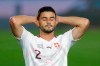 Switzerland's Loris Benito reacts after seeing his shot on goal saved by Spain goalkeeper David De Gea during the UEFA Nations League soccer match between Spain and Switzerland in Madrid, Spain, Saturday, Oct. 10, 2020. (AP Photo/Manu Fernandez)