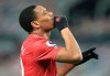 Manchester United's Anthony Martial celebrates after scoring the opening goal of the game during the English Premier League soccer match between Manchester United and Aston Villa at Old Trafford in Manchester, England, Friday, Jan. 1, 2021. (Lindsey Parnaby/ Pool via AP)