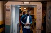 Flamengo's Gabriel Barbosa passes through a body scanner as he arrives at the Maracana stadium to play a Rio de Janeiro soccer league match against Bangu in Rio de Janeiro, Brazil, Thursday, June 18, 2020. Rio de Janeiro's soccer league resumed after a three-month hiatus because of the coronavirus pandemic. The match is being played without spectators to curb the spread of COVID-19. (AP Photo/Leo Correa)