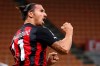 FILE - In this Sept. 21, 2020 file photo, AC Milan's Zlatan Ibrahimovic reacts during the Serie A soccer match between AC Milan and Bologna at the San Siro stadium, in Milan, Italy. The Swedish ace tested positive to COVID-19 and will miss tonight's Europa League 3rd round qualifying soccer match between AC Milan and Bodo Glimt and also a few of the next matches of the Italian Serie A. (AP Photo/Antonio Calanni)