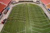 The field of the Pacaembu stadium is lined with metal frames as workers erect an open-air hospital to treat patients who have COVID-19 in Sao Paulo, Brazil, Monday, March 23, 2020. (AP Photo/Andre Penner)