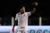 Marinho of Brazil's Santos celebrates after scoring his side's 2nd goal during a Copa Libertadores quarterfinal second leg soccer match against Brazil's Gremio in Santos, Brazil, Wednesday, Dec. 16, 2020. (Amanda Perobelli/Pool via AP)