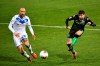 Sassuolo's Francesco Caputo shoots to score his team's first goal during the Italian Serie A soccer match between Sassuolo and Brescia in Reggio Emilia, Italy, Monday, March 9, 2020. (Massimo Paolone/LaPresse via AP)