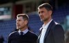 FILE -- In this Jan. 11, 2020 file photo, Paolo Maldini, right, and Zvonimir Boban look on during an Italian Serie A soccer match between Cagliari and Milan in Cagliari, Italy. AC Milan announced Saturday that Zvonimir Boban, its chief football officer, has been fired. The move comes following an interview that Boban gave to the Gazzetta dello Sport in which he questioned the direction of the club under the U.S.-based hedge fund Elliott. (Spada/LaPresse via AP)