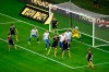 FC Sochi players, in white shirt, try to score against Rostov during a Russia Soccer Premier League soccer match against FC Rostov as the league was resumed after a three-month hiatus because of the coronavirus pandemic in Sochi, Russia, Friday, June 19, 2020. Rostov fielded a team of teenagers because its entire first-team squad is in isolation following a suspected outbreak of coronavirus. The match is being played with a minimum spectators to curb the spread of COVID-19. (AP Photo)