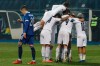 Italy players celebrate after Domenico Berardi scoried his side's second goal during the UEFA Nations League soccer match between Bosnia and Italy, in Sarajevo, Bosnia, Wednesday, Nov. 18, 2020. (AP Photo/Kemal Softic)