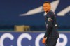 PSG's Kylian Mbappe celebrates after scoring his side's opening goal during the French League One soccer match between Paris Saint-Germain and Montpellier at the Parc des Princes stadium in Paris, France, Friday, Jan.22, 2021. (AP Photo/Thibault Camus)