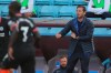 Chelsea's head coach Frank Lampard gestures during the English Premier League soccer match between Aston Villa and Chelsea at the Villa Park stadium in Birmingham, England, Sunday, June 21, 2020. (Molly Darlington/Pool via AP)
