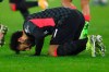 Liverpool's Mohamed Salah celebrates after scoring his side's second goal during the English Premier League match between West Ham and Liverpool at the the London Stadium in London, Sunday, Jan. 31, 2021. (Clive Rose/Pool via AP)