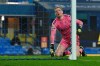 Everton's goalkeeper Jordan Pickford reacts after Leicester's Youri Tielemans scored his side's opening goal during the English Premier League match between Everton and Leicester City at the Goodison Park stadium in Liverpool, England, Wednesday, Jan. 27, 2021. (Paul Ellis/Pool via AP)