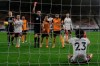 Arsenal's David Luiz, (23) is shown a red card during the English Premier League match between Wolverhampton Wanderers and Arsenal at the Molineux Stadium in Wolverhampton, England, Tuesday, Feb. 2, 2021. (Nick Potts/Pool via AP)