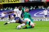 Northern Ireland's Conor McLaughlin, right, tries to block a shot from United States's Daryl Dike during an international friendly soccer match between Northern Ireland and United States, at Windsor Park, Belfast, Northern Ireland, Sunday, March 28, 2021. (AP Photo/Peter Morrison)