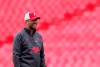 Liverpool manager Jurgen Klopp smiles during warm up before the English FA Community Shield soccer match between Arsenal and Liverpool at Wembley stadium in London, Saturday, Aug. 29, 2020. (Andrew Couldridge/Pool via AP)