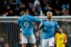 Manchester City's Sergio Aguero, right, celebrates with Manchester City's Gabriel Jesus after scoring his side's opening goal during the English Premier League soccer match between Manchester City and Crystal Palace at Etihad stadium in Manchester, England, Saturday, Jan. 18, 2020. (AP Photo/Rui Vieira)