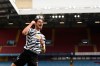 Manchester United's Edinson Cavani celebrates after scoring his side's third goal during the English Premier League soccer match between Aston Villa and Manchester United at Villa Park in Birmingham, England, Sunday, May 9, 2021. (Shaun Botterill/Pool via AP)