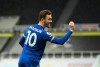 Leicester's James Maddison celebrates after scoring his side's opening goal during the English Premier League soccer match between Newcastle United and Leicester City at St. James' Park in Newcastle, England, Sunday, Jan. 3, 2021. (Michael Regan/Pool via AP)