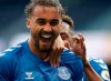 Everton's Dominic Calvert-Lewin, front, celebrates with teammates after scoring his side's opening goal during the English Premier League soccer match between Tottenham Hotspur and Everton at the Tottenham Hotspur Stadium in London, Sunday, Sept. 13, 2020. (Alex Pantling/Pool via AP)