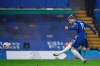 Chelsea's Timo Werner scores his side's fourth goal during the English Premier League soccer match between Chelsea and Sheffield United at Stamford Bridge Stadium in London, Saturday, Nov. 7, 2020. (Ben Stansall/Pool via AP)