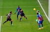 Liverpool's Mohamed Salah, left, scores his side's sixth goal during the English Premier League soccer match between Crystal Palace and Liverpool at Selhurst Park stadium in London, Saturday, Dec. 19, 2020. (Justin Setterfield/Pool via AP)