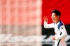Tottenham's Son Heung-min celebrates after scoring his side's fourth goal during the English Premier League soccer match between Southampton and Tottenham Hotspur at St. Mary's Stadium in Southampton, England, Sunday, Sept. 20, 2020. (Andrew Boyers/Pool via AP)