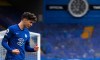 Chelsea's Kai Havertz celebrates after scoring his side's second goal during the English Premier League soccer match between Chelsea and Fulham at Stamford Bridge Stadium in London, Saturday, May 1, 2021. (Neill Hall/Pool via AP)