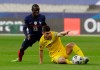 Ukraine's Ruslan Malinovskyi, right, fights for the ball with France's Ngolo Kante during the World Cup 2022 group D qualifying soccer match between France and Ukraine at the Start de de France stadium, in Saint Denis, north of Paris, Wednesday, March 24, 2021. (AP Photo/Thibault Camus)