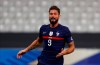 France's Olivier Giroud celebrates after scoring his side's second goal during their friendly international soccer match between France and Ukraine at the Stade deFrance in Saint Denis, north of Paris, Wednesday Oct. 7, 2020. (AP Photo/Francois Mori)
