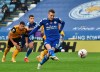 Leicester's Jamie Vardy scores his side's opening goal during the English Premier League soccer match between Leicester City and Wolverhampton Wanderers at the King Power Stadium in Leicester, England, Sunday, Nov. 8, 2020. (AP Photo/Rui Vieira, Pool)