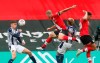 Southampton's Oriol Romeu, center, scores their second goal during the English Premier League soccer match between West Bromwich Albion and Southampton at St. Mary's Stadium in Southampton, England, Sunday, Oct. 4, 2020. (Matthew Childs/Pool via AP)
