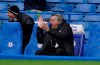 West Bromwich Albion's manager Sam Allardyce reacts during the English Premier League soccer match between Chelsea and West Bromwich Albion at Stamford Bridge stadium in London, England, Saturday, April 3, 2021.(John Walton/Pool via AP)