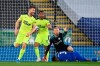Newcastle's Paul Dummett, left, celebrates after scoring his side's second goal during the English Premier League soccer match between Leicester City and Newcastle United at the King Power Stadium in Leicester, England, Friday, May 7, 2021.Michael Regan/Pool via AP)