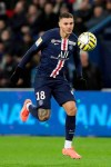 PSG's Mauro Icardi runs with the ball during the French League Cup quarter final soccer match between Paris Saint Germain and Saint Etienne at the Parc des Princes stadium in Paris, Wednesday, Jan. 8, 2020. (AP Photo/Thibault Camus)