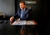Conmebol President Alejandro Dominguez gives an interview at the soccer organization's headquarters in Luque, Paraguay, Wednesday, Feb. 19, 2020. DomÃ­nguez expressed reservations with the new format set up for the FIFA club world championship recently announced by FIFA. (AP Photo/Jorge Saenz)