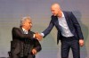 FILE - In this Jan. 13, 2020 file photo, Ecuador's President Lenin Moreno, left, welcomes Jordi Cruyff as Ecuador's new national soccer coach in Quito, Ecuador. Cruyff resigned from the post on Thursday, July 23, 2020 without having led a single game or even a training session, according to the Ecuador's national soccer federation. (AP Photo/Dolores Ochoa, File)