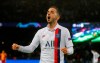 PSG's Pablo Sarabia celebrates after scoring his side's second goal during the Champions League, group A soccer match between PSG and Galatasaray, at the Parc des Princes stadium in Paris, Wednesday, Dec. 11, 2019. (AP Photo/Michel Euler)