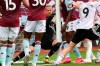 Aston Villa's Oerjan Nyland saves inside the net during the English Premier League soccer match between Aston Villa and Sheffield United at Villa Park in Birmingham, England, Wednesday, June 17, 2020. The English Premier League resumes Wednesday after its three-month suspension because of the coronavirus outbreak. (Paul Ellis/Pool via AP)